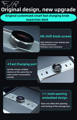 2024 New Knob Gear Shifter Docking Station For Tesla Model 3 Y Center Console 20W - Type C 18W - USB Quick Charger